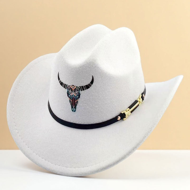 Western cowboy hat curved brim hat pebbled belt