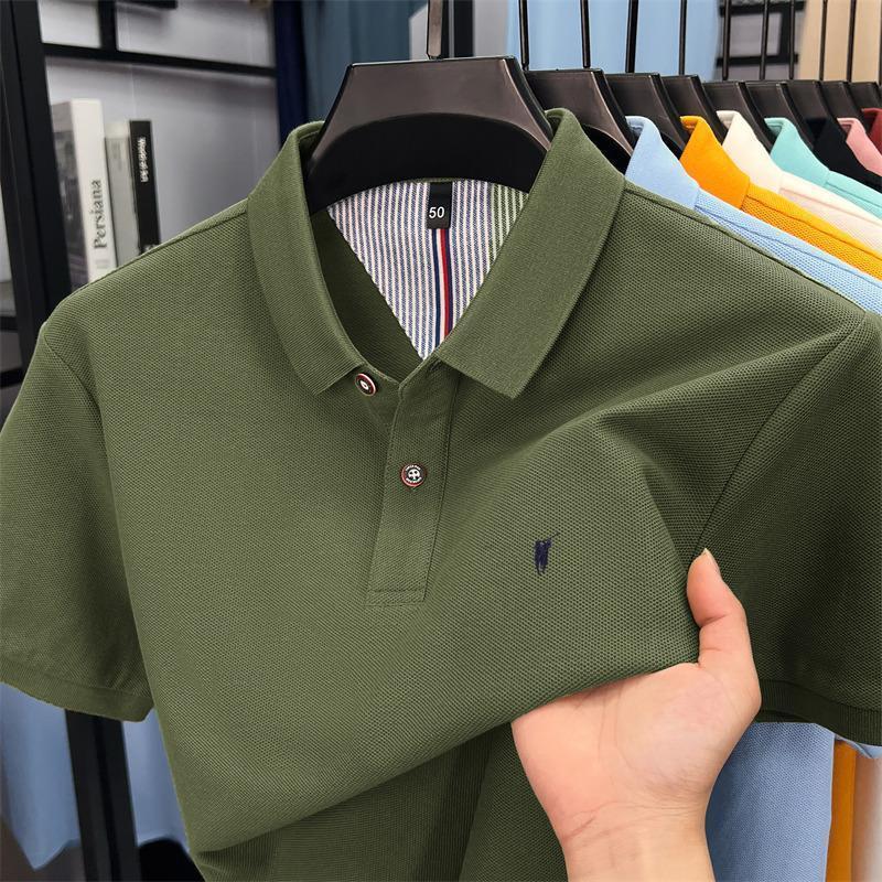 Premium Cotton Polo Shirt  Breathable Business Casual Short Sleeve Tee