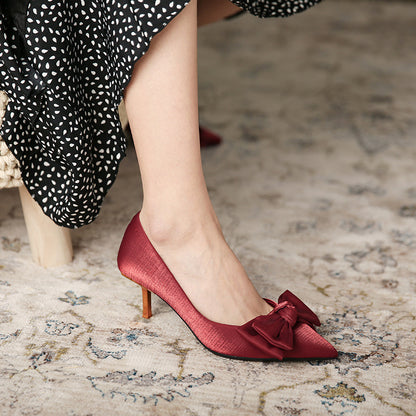 Deluna Red Satin Wedding Heels