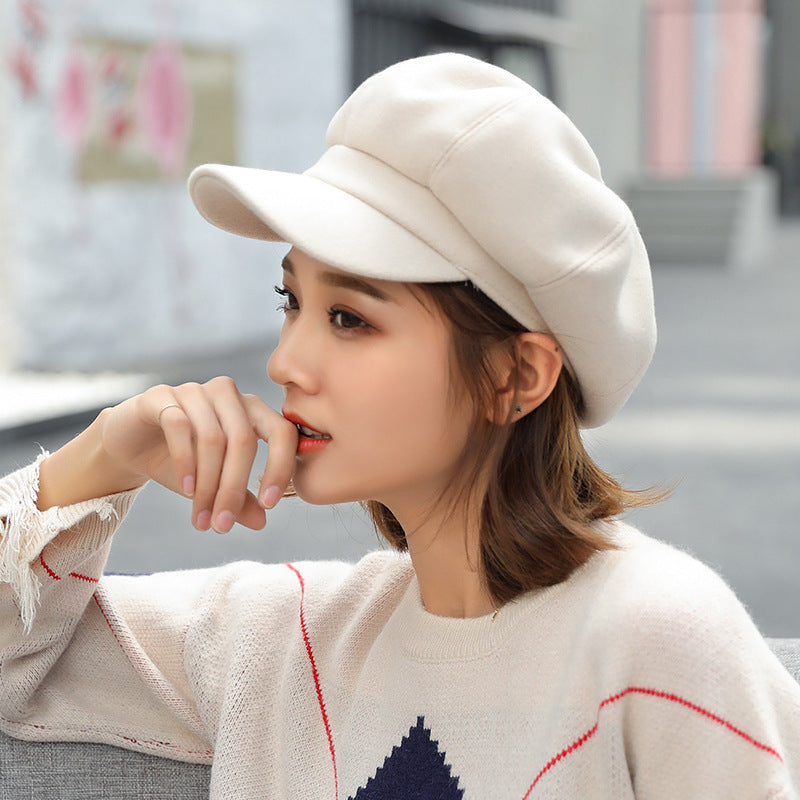 Woolen Octagonal Women's Beret  British Retro Autumn/Winter, Japanese Style