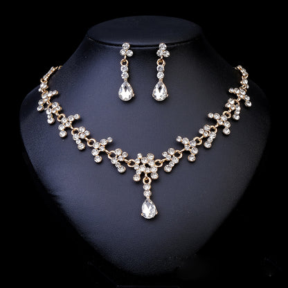 Rhinestone  jewelry set: earrings and necklace.