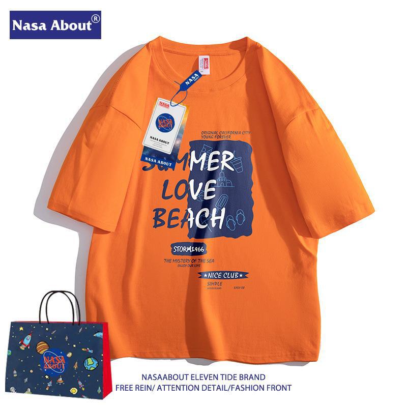 NASA co-branded, loose, short-sleeved cotton summer T-shirt
