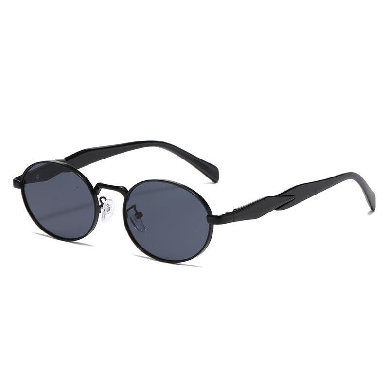 Oval metal retro luxury sunglasses