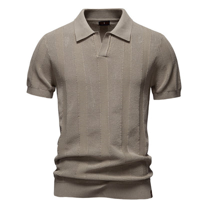 Men's Stripe Hollow Polo Shirt