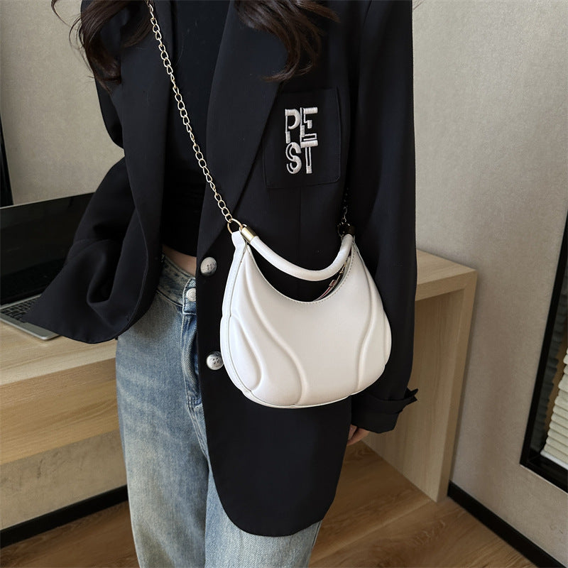 French-Style Textured Armpit Bag