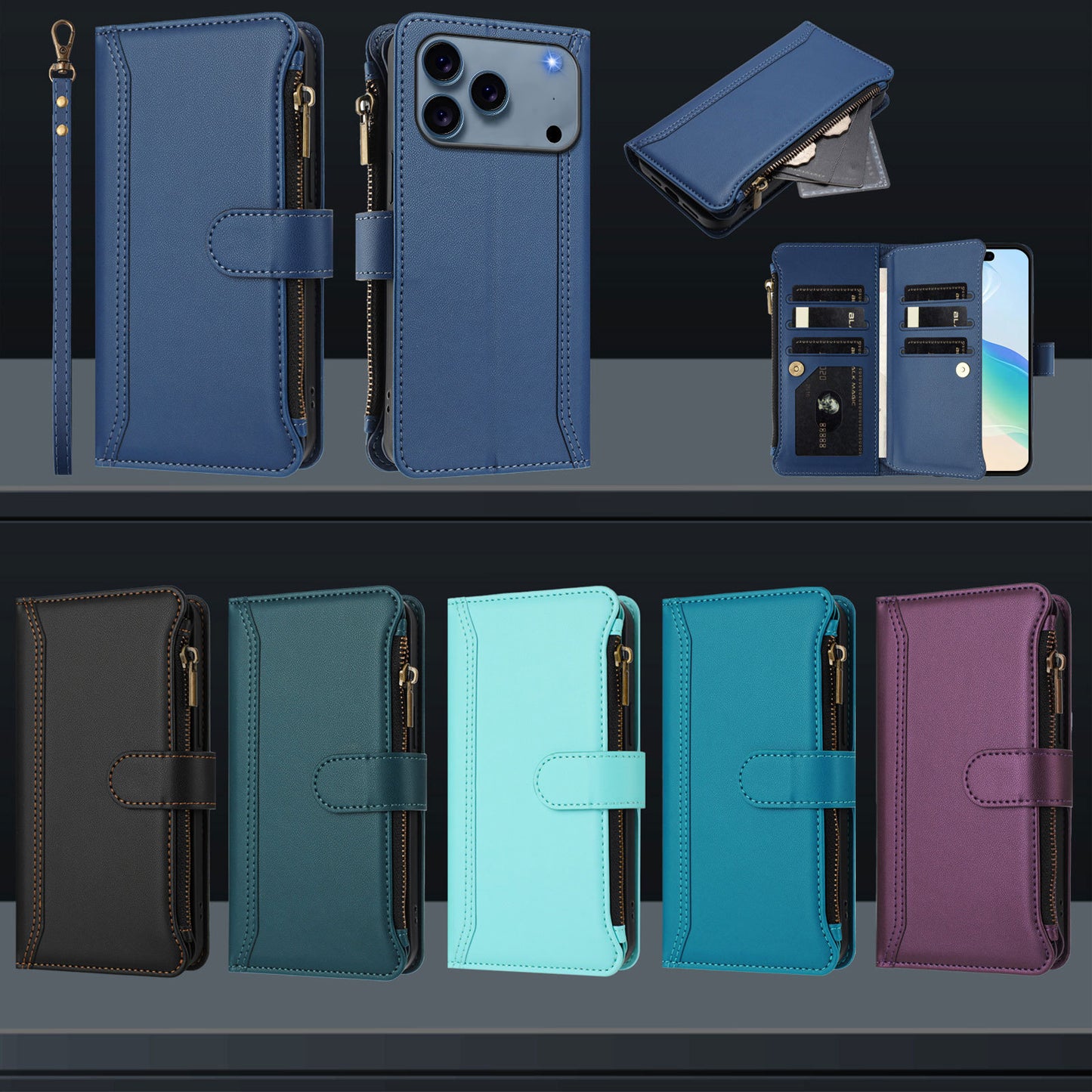 Zip Wallet Solid Series  Zipper Wallet Case for iPhone 17 Pro Max / Apple Phones