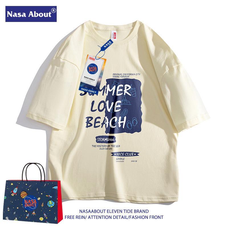 NASA co-branded, loose, short-sleeved cotton summer T-shirt