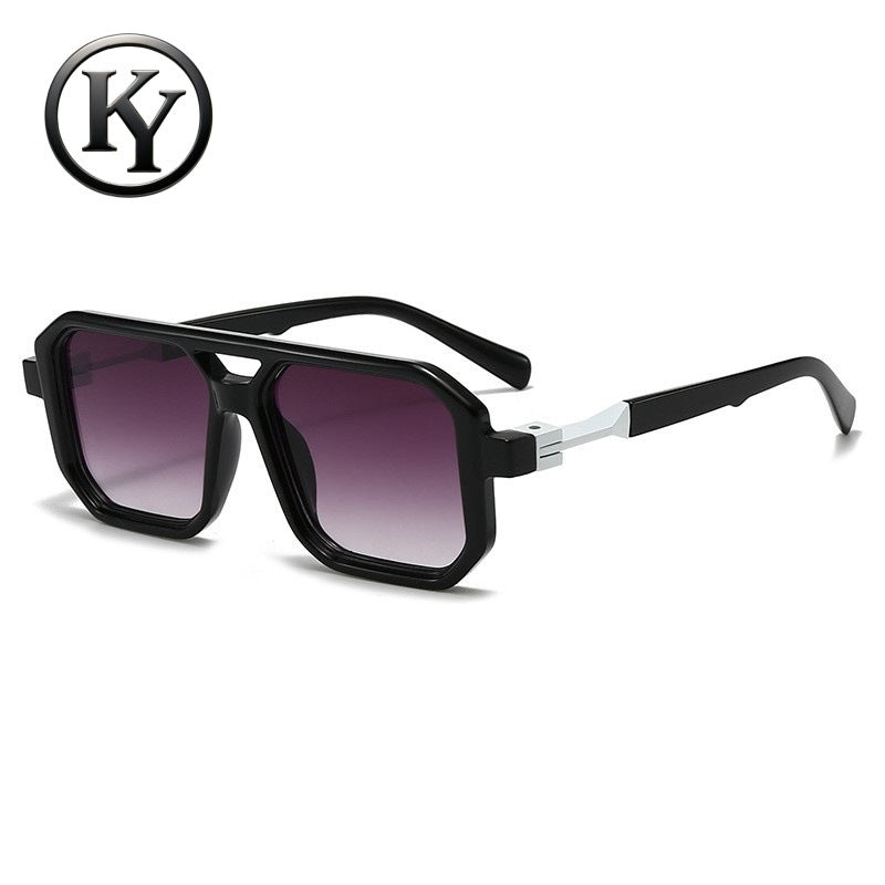 Retro Double-Bridge Square Sunglasses