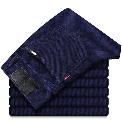 Straight-Leg Plush Corduroy Slacks