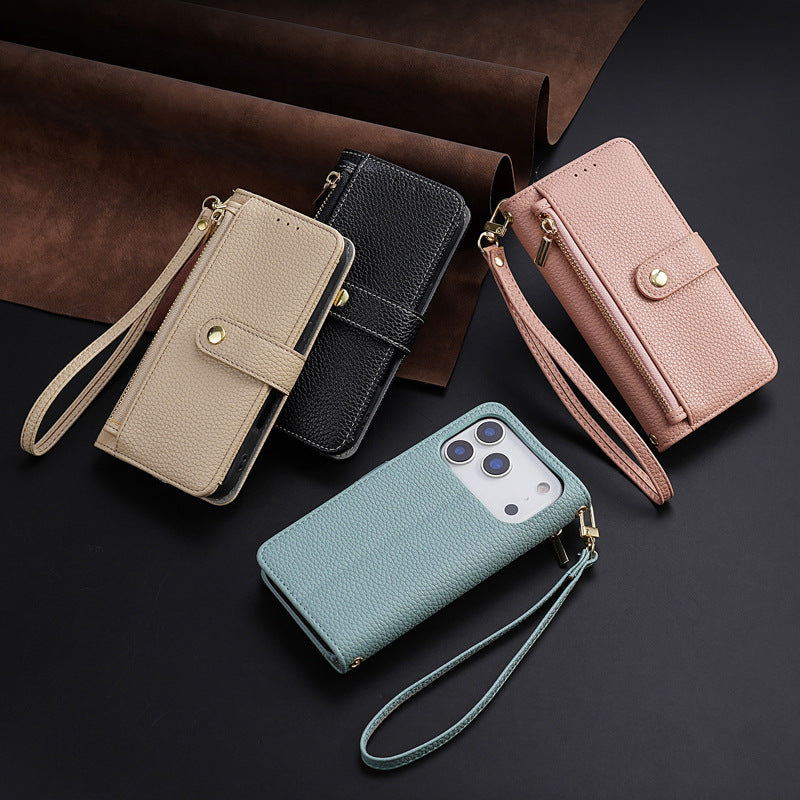 Ladies Zipper Wallet & Leather Case for iPhone