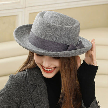 Tweed Rolled Flat Top Hat - Vintage British Style
