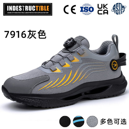 Steel-toe work boots, Kevlar sole, button close