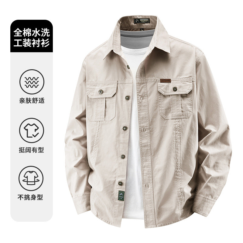 Spring and Autumn Business Casual Men's Cotton Long Sleeve Shirt