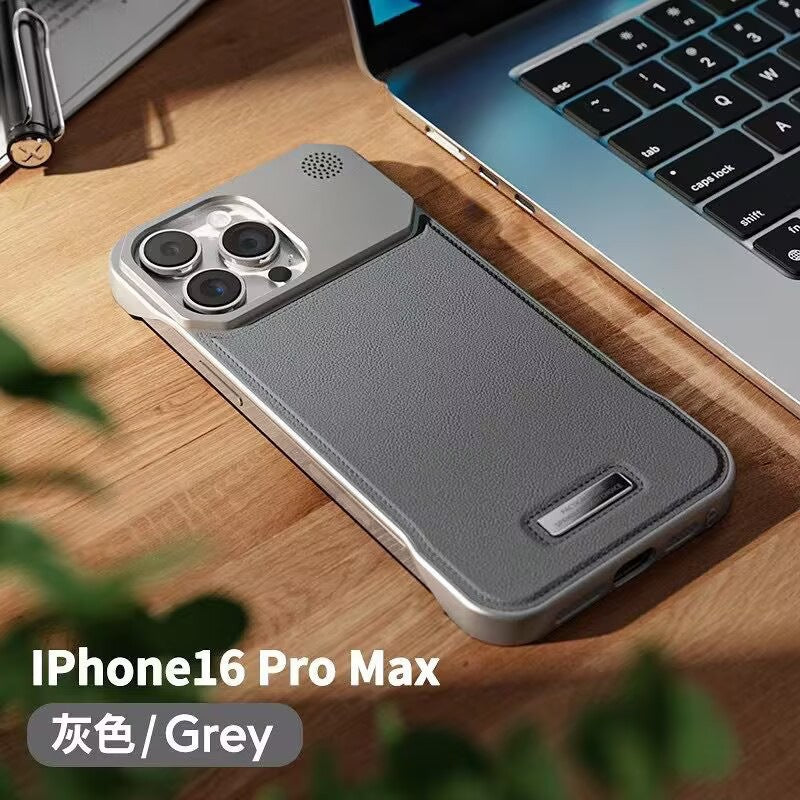 Metal Magnetic Leather Case for iPhone