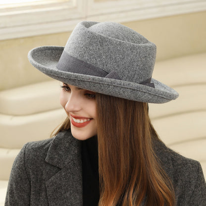 Tweed Rolled Flat Top Hat - Vintage British Style