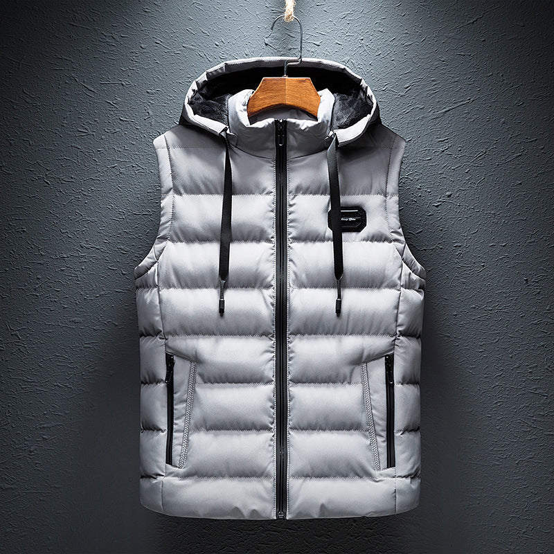 Korean style men's slim fit thickened warm vest jacket