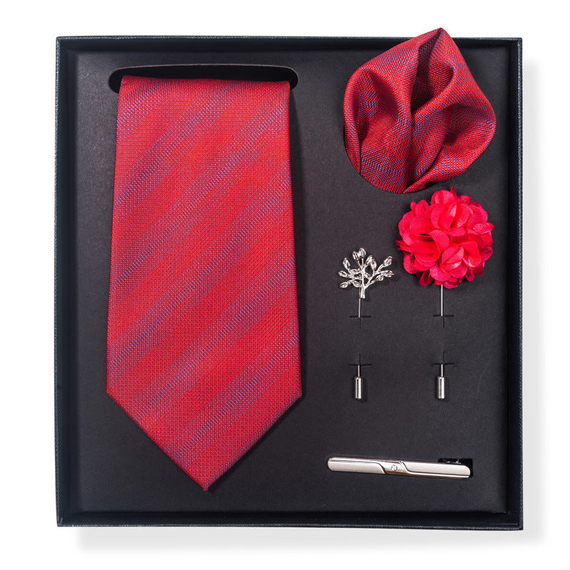 Cashew Nut Stripe Tie & Accessories Set