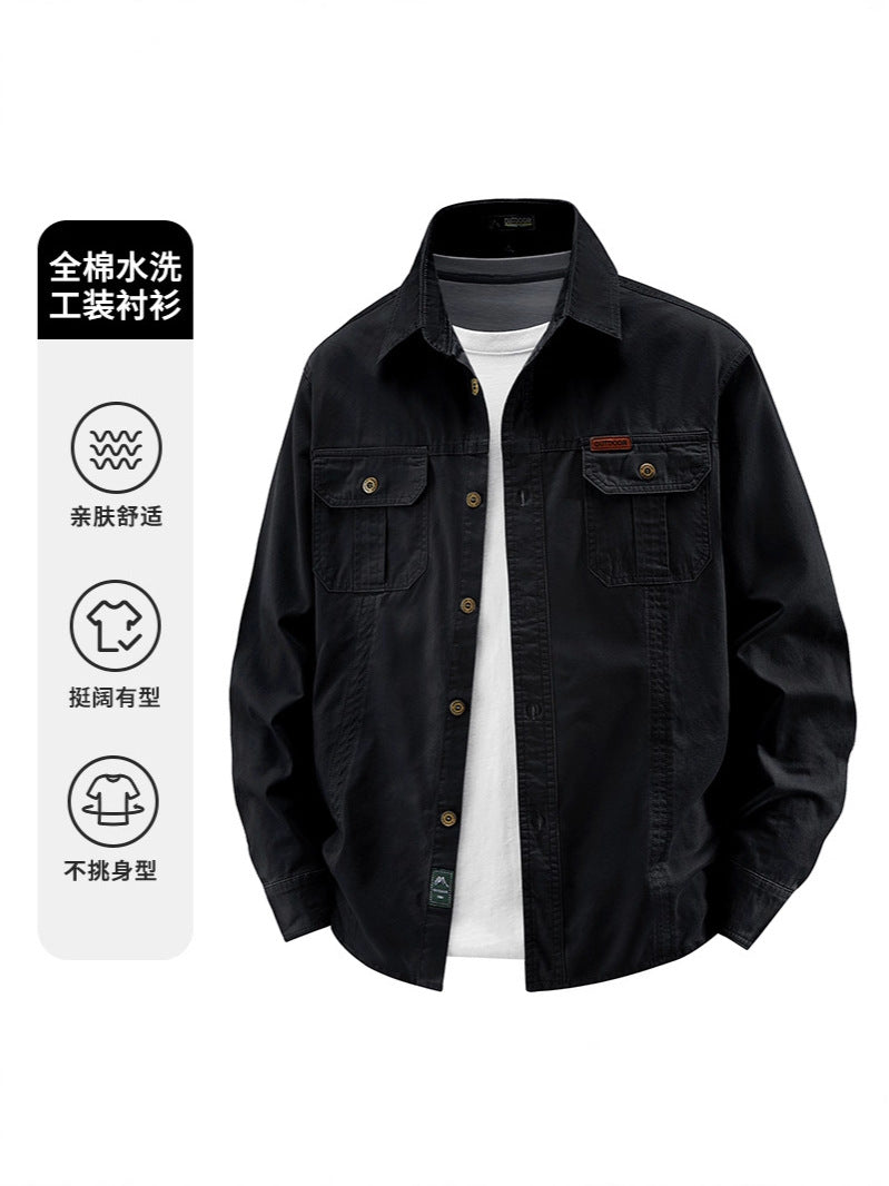 Spring and Autumn Business Casual Men's Cotton Long Sleeve Shirt