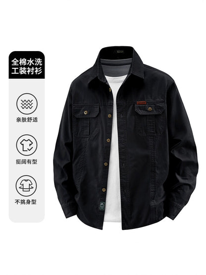 Spring and Autumn Business Casual Men's Cotton Long Sleeve Shirt