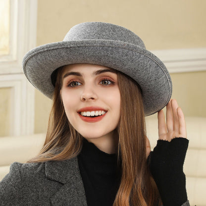 Tweed Rolled Flat Top Hat - Vintage British Style