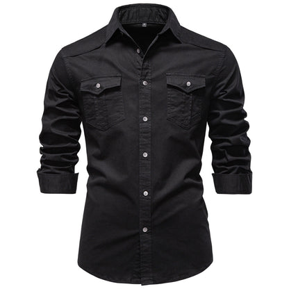 Men's European denim shirt