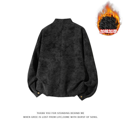 American Retro PU Leather Stand-Up Collar Jacket