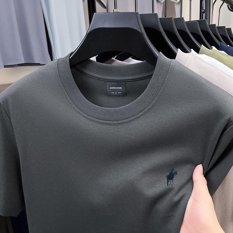 Men's premium embroidered short-sleeve T-shirt
