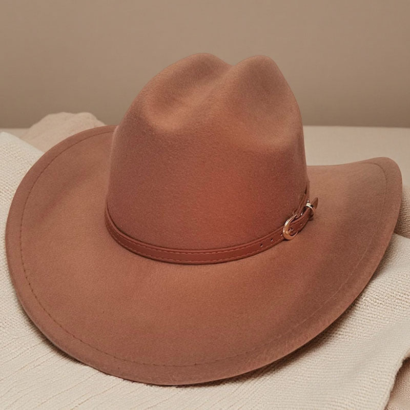 Western cowboy hat curved brim hat pebbled belt