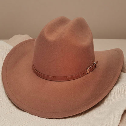 Western cowboy hat curved brim hat pebbled belt
