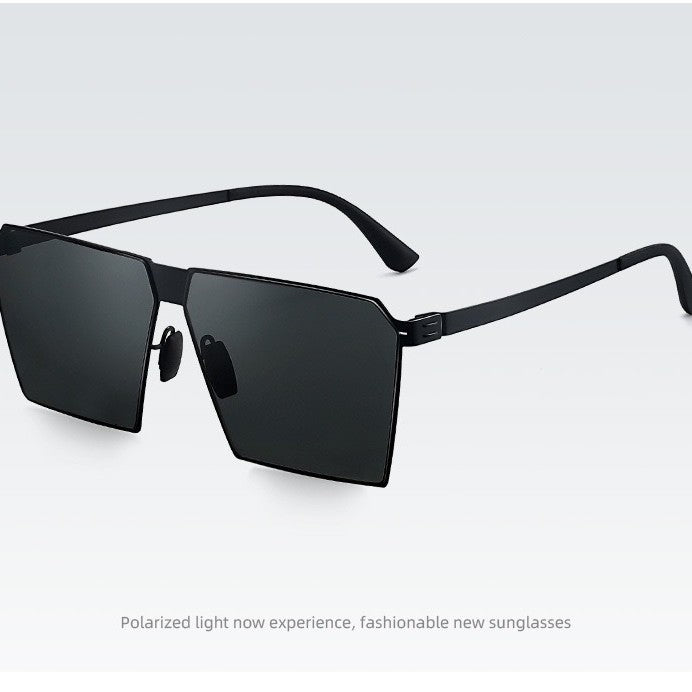Men's square sunglasses: thin, screwless, spring-leg design for fashion, driving, photography.