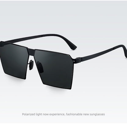 Men's square sunglasses: thin, screwless, spring-leg design for fashion, driving, photography.