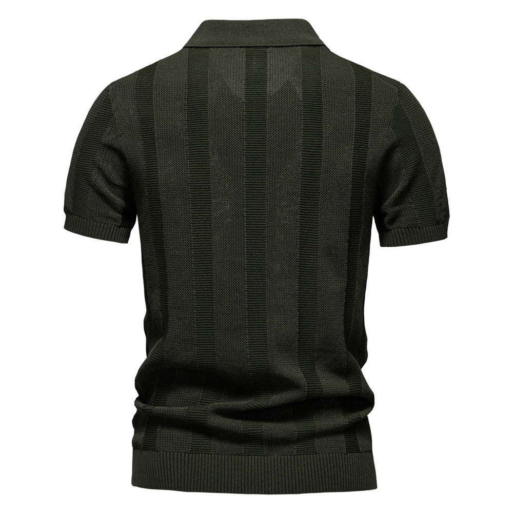 Men's Stripe Hollow Polo Shirt