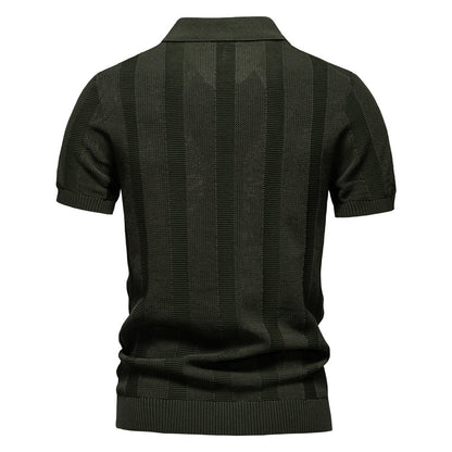 Men's Stripe Hollow Polo Shirt