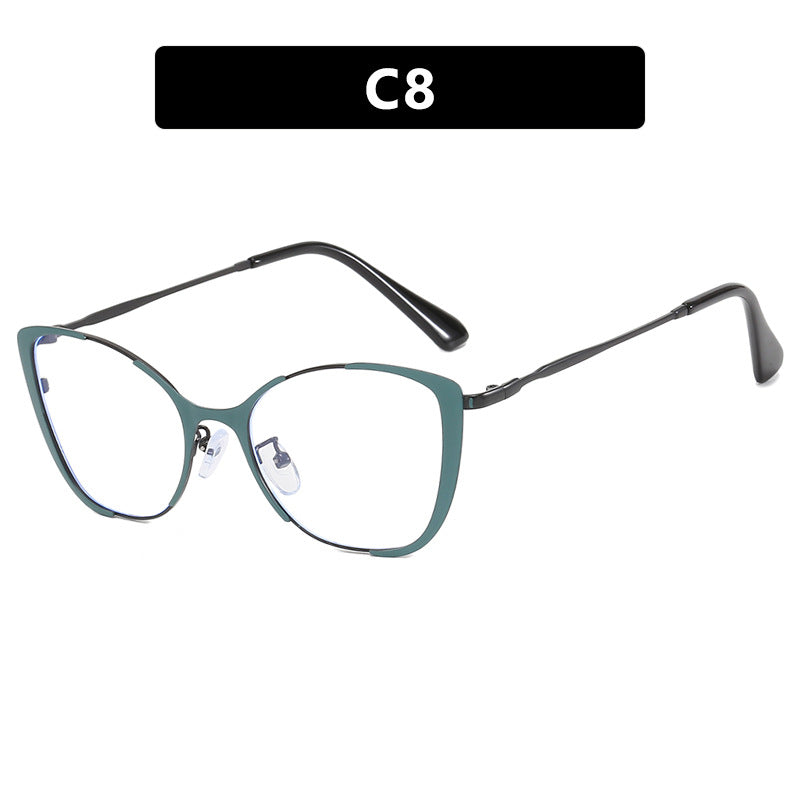 Trendy cat-eye glasses: European/American style, blue light blocking