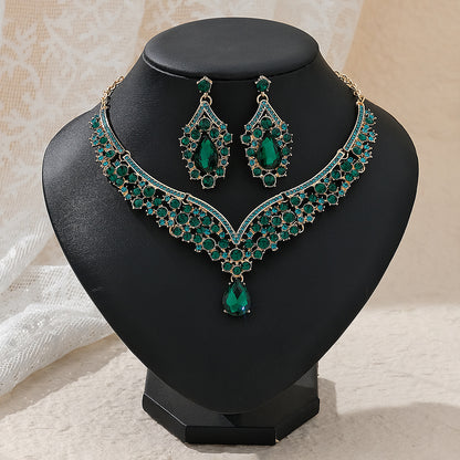 Rhinestone  jewelry set: earrings and necklace.