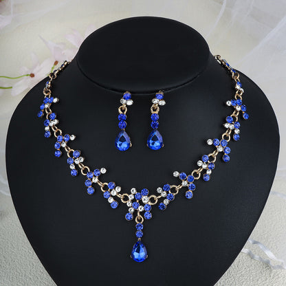 Rhinestone  jewelry set: earrings and necklace.