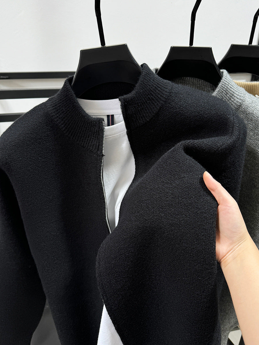 Urban Core Stand Collar Zip Knit Cardigan