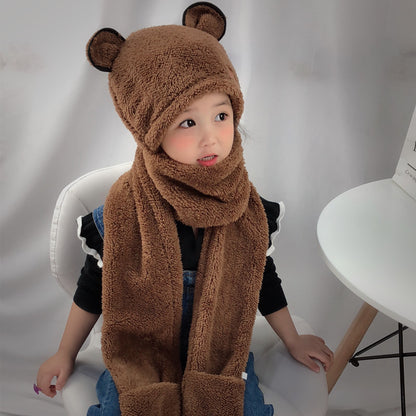 children's hats, scarves, gloves three-piece all-in-one set