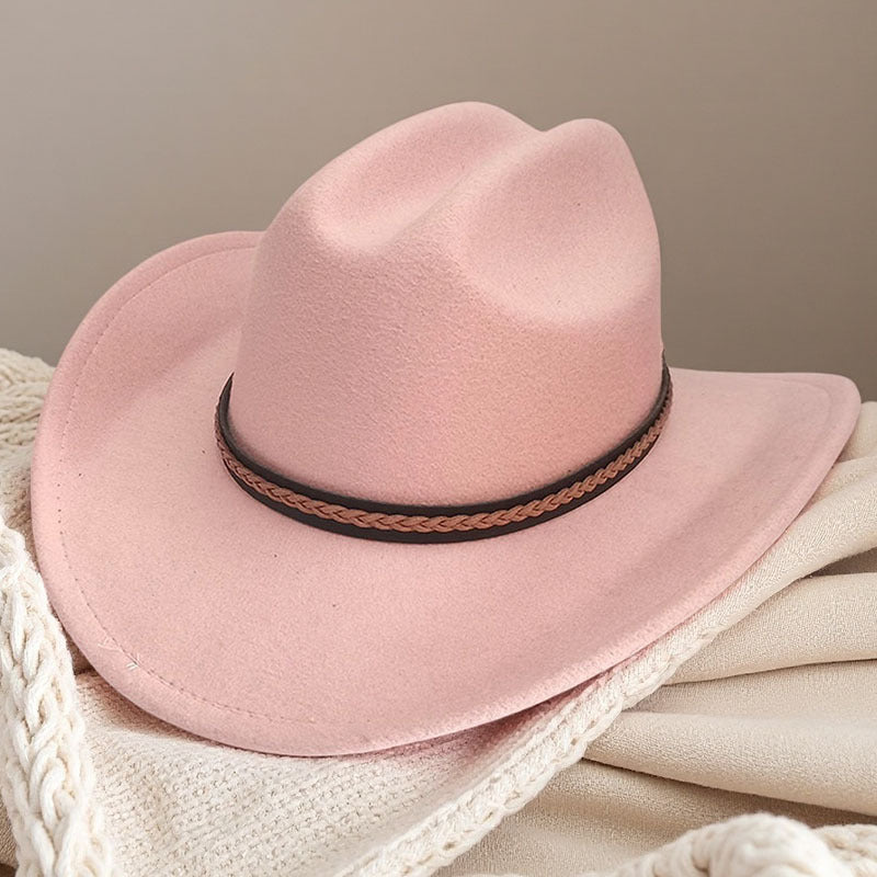Western cowboy hat curved brim hat pebbled belt
