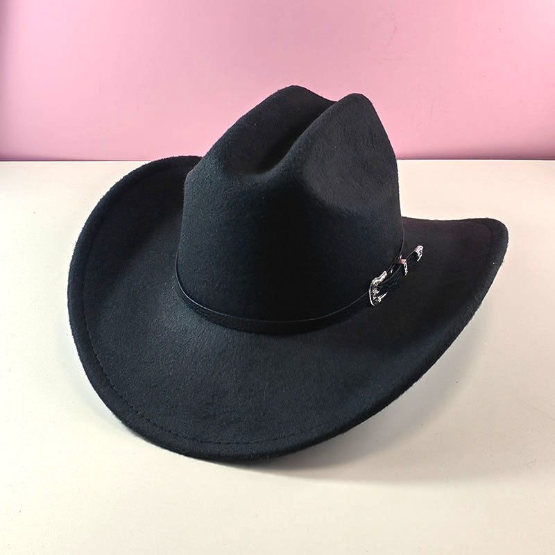 Western cowboy hat curved brim hat pebbled belt