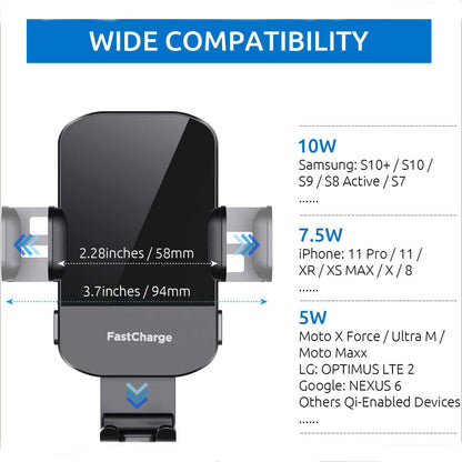 Yama's popular air outlet car wireless charging bracket 15W fast charging car mobile phone charging intelligent induction bracket