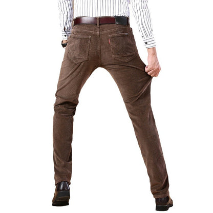 Straight-Leg Plush Corduroy Slacks