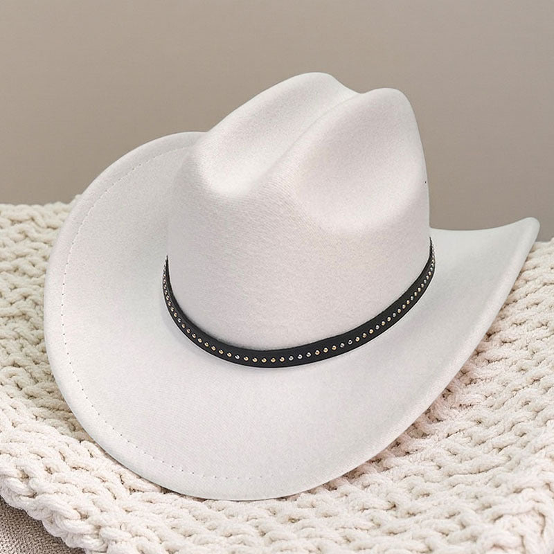 Western cowboy hat curved brim hat pebbled belt