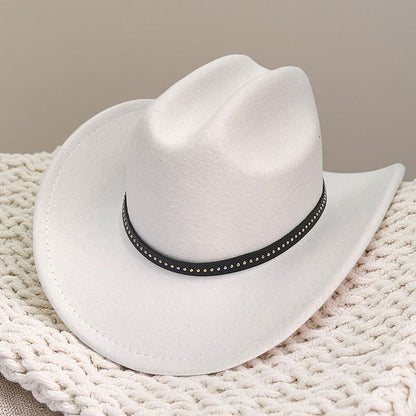 Western cowboy hat curved brim hat pebbled belt