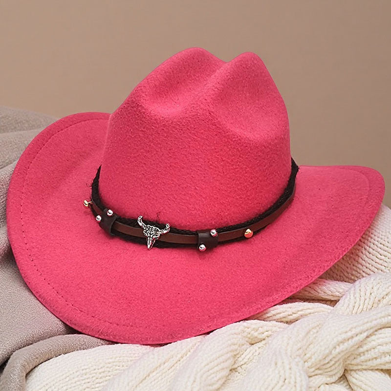 Western cowboy hat curved brim hat pebbled belt