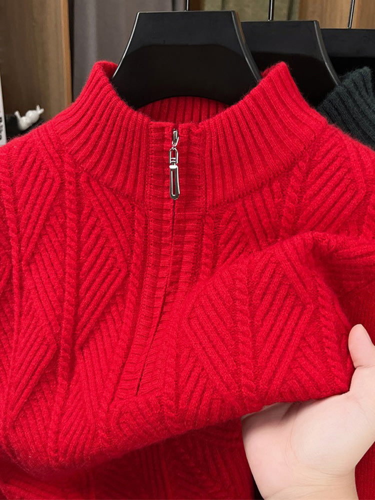 Half-Zip Thick Knit Cardigan Sweater