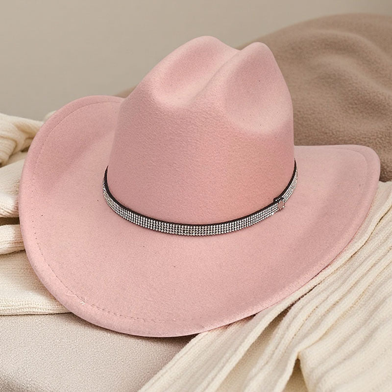 Western cowboy hat curved brim hat pebbled belt