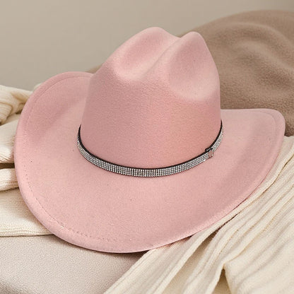 Western cowboy hat curved brim hat pebbled belt