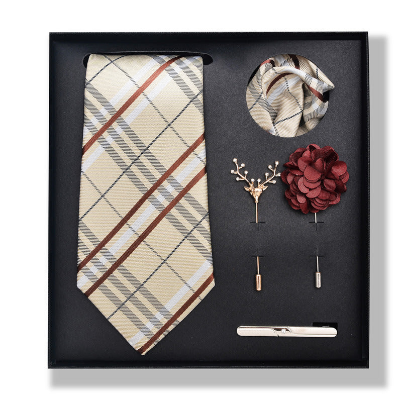 Cashew Nut Stripe Tie & Accessories Set