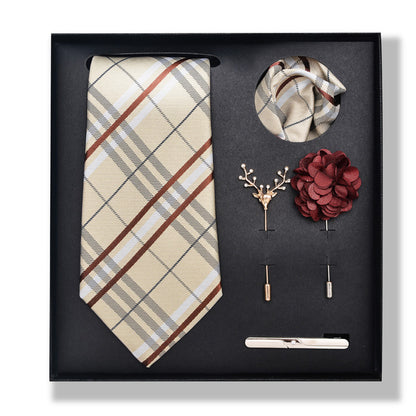 Cashew Nut Stripe Tie & Accessories Set
